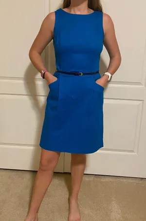 Royal Blue Belted Dress thumbnail 1