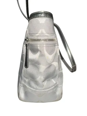 Coach Signature Canvas Tote Gray Silver Stripe M0849-13280 thumbnail 6
