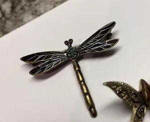 Lot Of 2 Vintage - Modern Insect Brooch Pins - Butterfly / Dragonfly Rhinestone thumbnail 7