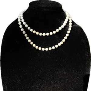 Tahari Beaded Necklace set in White and Tan/peach 36” freestyle thumbnail 4