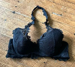 Victoria’s Secret S black lace wireless padded halter bralette thumbnail 1