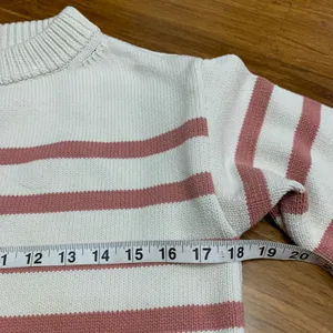 Ann Taylor Striped Sweater Womens‎ Size Small Mock Neck Pullover Knit Top Ivory thumbnail 4