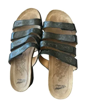 Danskos black leather slip on sandals size 7.5 thumbnail 1