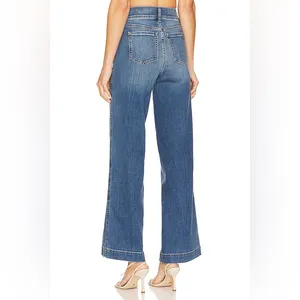 SPANX Seamed Front Wide Leg Jean in Vintage Indigo Blue Size L thumbnail 3