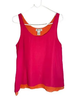 Women’s Myth Sleeveless Semi-Sheer Tank Top Tunic Pink and Orange Size L thumbnail 1