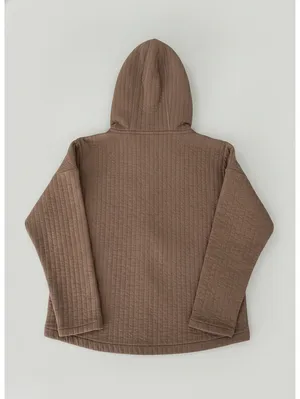 Gap GapFit Quilted Zip Front Hoodie Jacket Brown S Hippie Fisherman Cottage Boho thumbnail 3