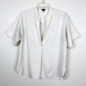 Ann Taylor Offwhite Crepe Oversized Blouse Top thumbnail 1