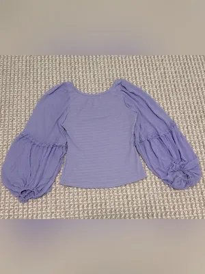 Anthropologie Balloon-Sleeve Smocked Top size Small lavender thumbnail 13