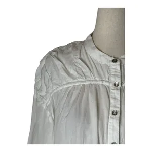 Anthropologie Pilcro‎ Henley Popover Shirt Women XS White Long Sleeve Preppy thumbnail 8