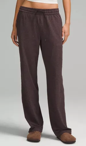 lululemon Size 4 Soft Jersey Straight-Leg Mid-Rise Pants in Brown thumbnail 1