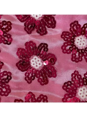 Pouch Pink Satin Sequin Drawstring Floral thumbnail 7