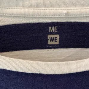 PacSun Retro Stripe Crop Top Long Sleeve White M 70s Blue Green Rust thumbnail 5