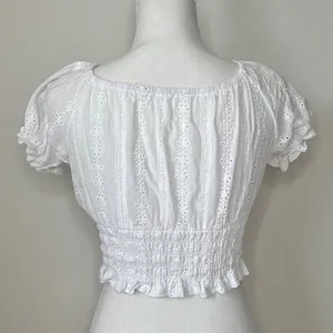 🔥 3/$30 Eyelet Lace Top White Size M thumbnail 3