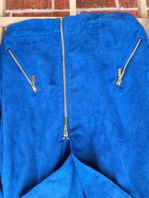 Chicos Faux Suede Jacket Artisan Sapphire Blue Moto Snap Front Chicos 0 4/6 thumbnail 2