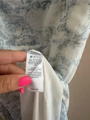 Lulus Summer Invite White and Blue Toile Tie-Strap Tiered Midi Dress Size Large thumbnail 10