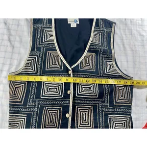 Paul Harris Design PHD Vintage Embroidered Cotton Vest Boho Tribal Spiral L thumbnail 5