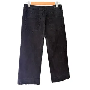 Umgee Black Denim Wide Leg Cropped Raw Hem Pants J4040 thumbnail 4