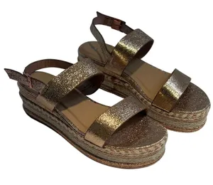 Bamboo Infinity-05M Rose Gold Metallic Espadrille Platform Wedge Sandals 8.5‎ thumbnail 1