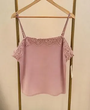 A New Day NWT XL Pink Wild Fable Womens Lace Trim Satin Crop thumbnail 1