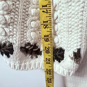 Vtg Wool Sweater Cardigan Womens L Chunky Ivory Cable Knit Cabincore Grandmacore thumbnail 6
