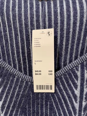 Urban Outfitters Navy and White Ribbed Scoop Neck Sweater thumbnail 3