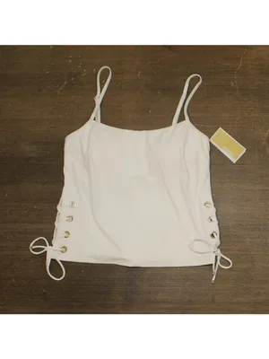 NWT Michael Michael Kors Womens Grommet Tankini Swim Top MM30322 White M thumbnail 2