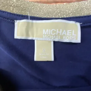 Michael Kors Navy Blue Flared Dress Size Small Short Sleeve Gold Trim thumbnail 5