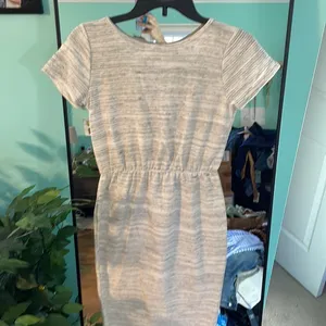 See You Monday Short‎ Sleeve Wrap Dress Gray Striped Drawstring Waist Size S thumbnail 6