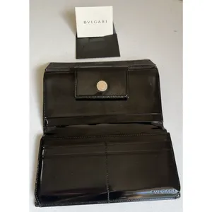 Authentic Bvlgari 7x4 Logomania Monogram Denim Patent Leather Long Wallet Italy thumbnail 14
