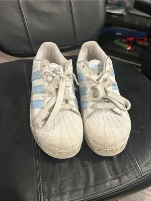 adidas White Sneakers with Light Blue Stripes thumbnail 4