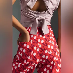 Maeve by Anthropologie The Colette Cherries Wide-Leg Pants thumbnail 4