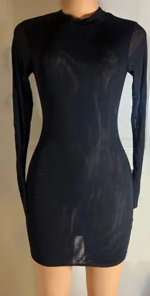 Mesh Mini Dress Black Size M thumbnail 1