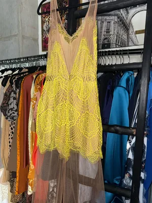 For Love Lemons Antigua Maxi Dress Chartreuse Lace Mesh Sheer Overlay Womens XS thumbnail 10