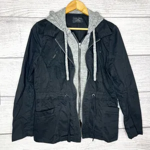 Love Tree Black & Gray Double Layer Hooded Jacket Size Large thumbnail 2