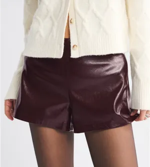 Abercrombie Stretch vegan glossy leather micro short thumbnail 3