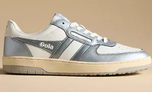 NWOT Gola Hawk II Metallic Sneakers in White/Silver thumbnail 1