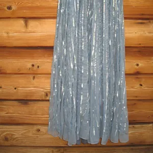 Mac Duggal Size 4 Blue Sequin Wrap Over 3/4 Sleeve Maxi Dress Gown thumbnail 10