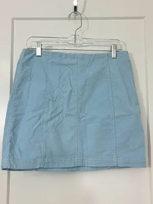 Free People Size 12 Sky Blue Corduroy Modern Femme Mini Skirt thumbnail 3