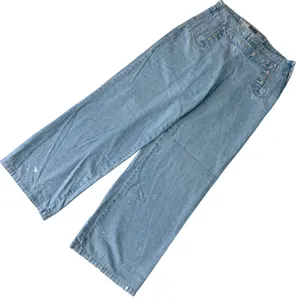Sam & Libby Vintage 90s Wide Leg‎ Sailor Jeans Light Wash Lace Up Back 32 thumbnail 1