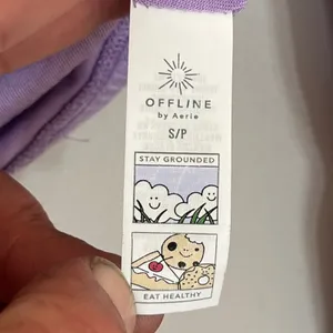 Offline by Aerie Purple Ribbed‎ Ruched Side Cropped Long Sleeve Top Small thumbnail 4