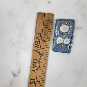 Vtg CUB Denmark Sunflower Tile Brooch Pin Blue Handmade MCM Ceramic Artisan thumbnail 8