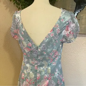 NWOT Lulus Elegant Personality Slate Blue Floral Burnout Midi Dress thumbnail 7