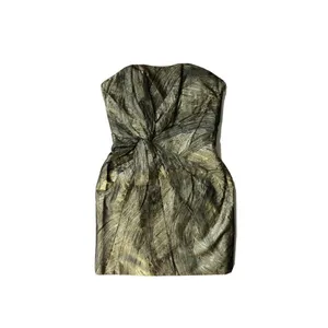 COPY - NWT Haute Hippie Metallic Gold & Black Twist Front Strapless Mini Dress … thumbnail 6