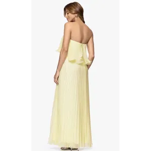 Betsy & Adam Women's Pleated Strapless Gown Lemon size 4 Pleated dress Flouncy thumbnail 4