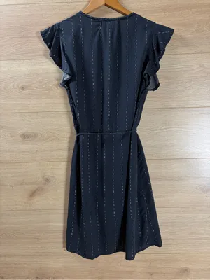 Anthropologie Black Mini Wrap Dress XS thumbnail 8