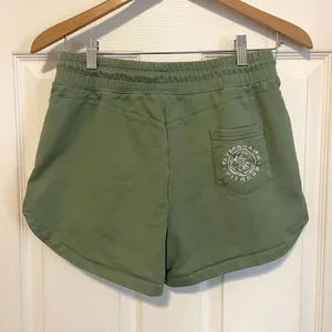 Gymshark Luxe Legacy Shorts Sage Green Sweat Shorts White Embroidery Cotton thumbnail 2