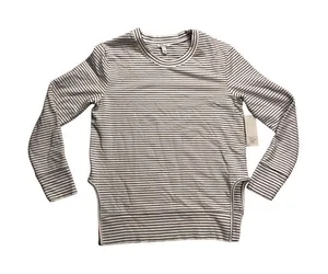 Daily‎ Ritual Sweatshirt Women S White Black Striped UPF 50+ Moisture Wicking thumbnail 1