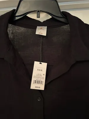 Shade & Shore Black Button Down Front Gauze Cover-Up Shirtdress thumbnail 3