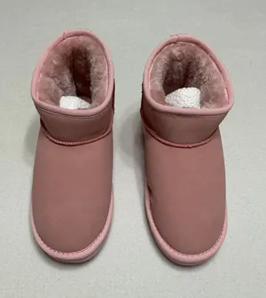 Womens Dusty Pink Mini Ankle Boots Faux Fur Lined Winter Booties Size 7.5 EU 38 thumbnail 1