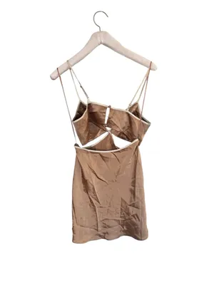 Reformation Mini Dress in Poppies Silk in Croissant Light Brown ****ALTERED***** thumbnail 6